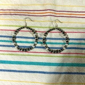 Turnback Pony Fresh water pearls with Navajo Styled Pearl Hoops
